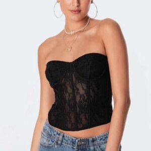 Edikted Lace corset top crop sweetheart sleeveless cartia strapless